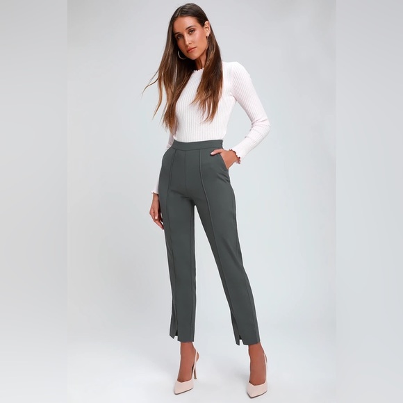 Lulus Pants - NWT Lulu’s Aisha Charcoal Gray Trouser Pants